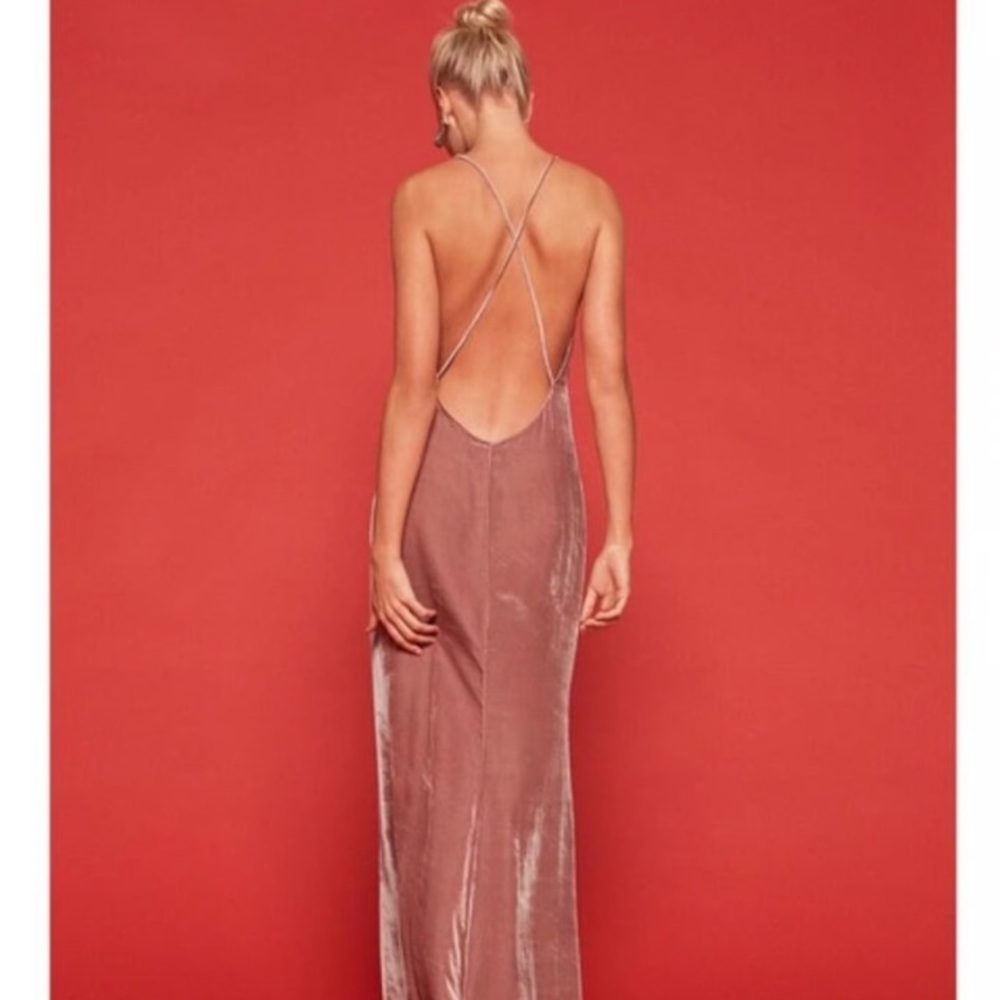 Reformation Rimini Velvet Maxi Dress Gown  in Blush
